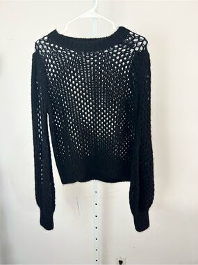 Zimmermann Black Open-Knit Crewneck Sweater